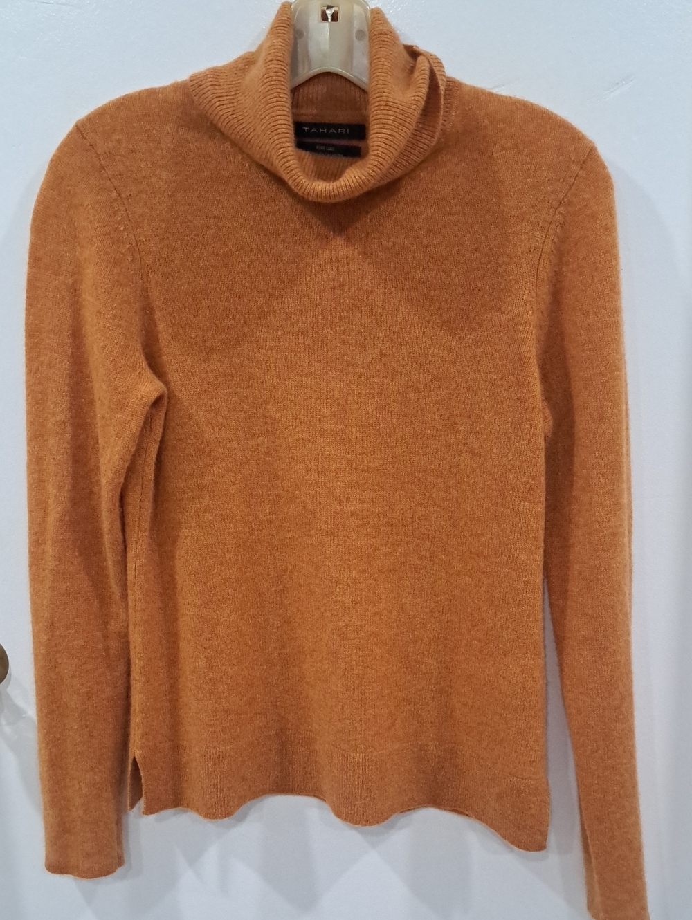 Tahari Rust Orange Cowl Neck 2-ply Cashmere Sweater
